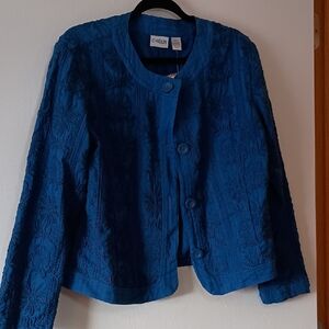 Chico's Deep Blue Embroidered Women's Blazer